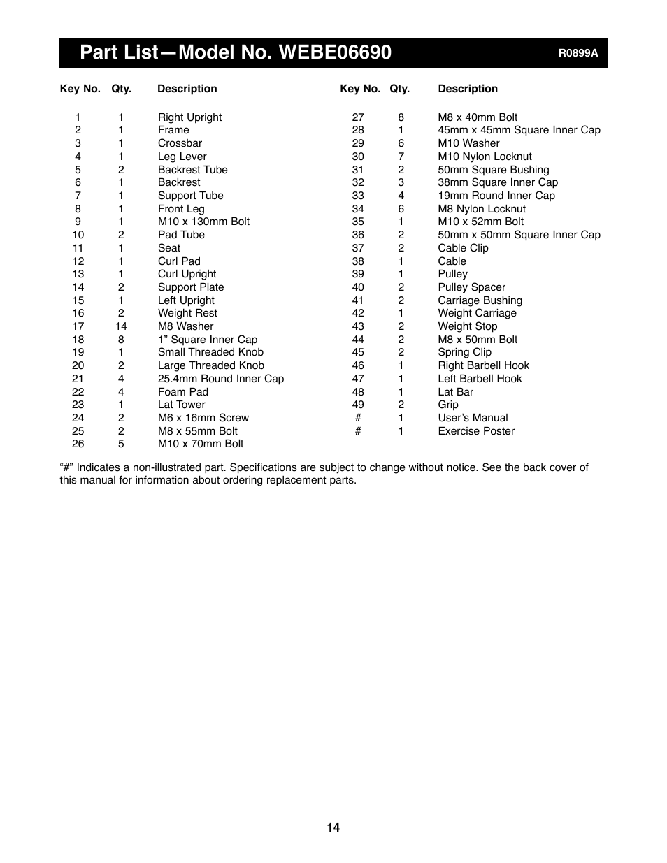 Weider WEBE06690 User Manual | Page 14 / 16