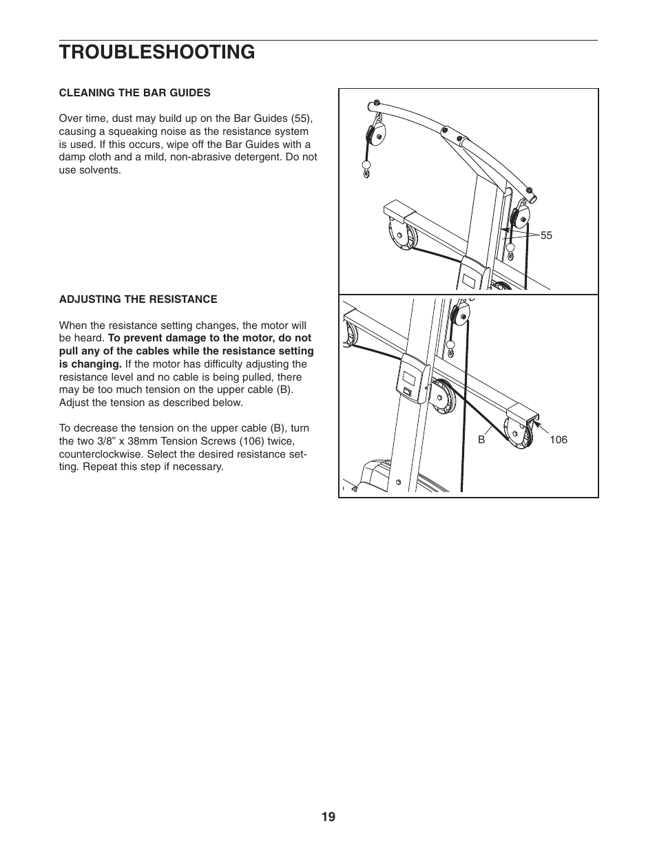 Troubleshooting | Weider WESY68632 User Manual | Page 19 / 27