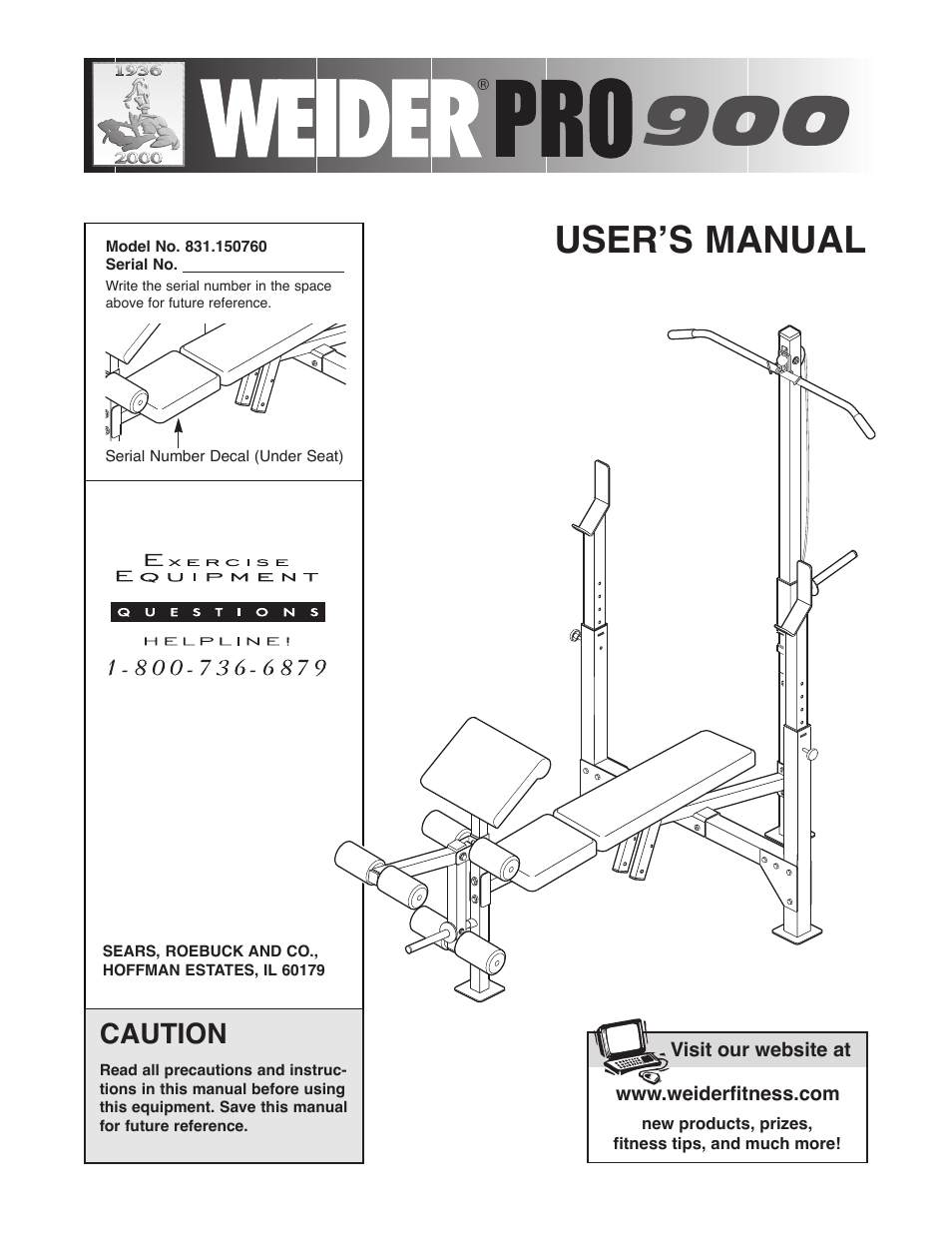 Weider PRO 900 User Manual | 20 pages