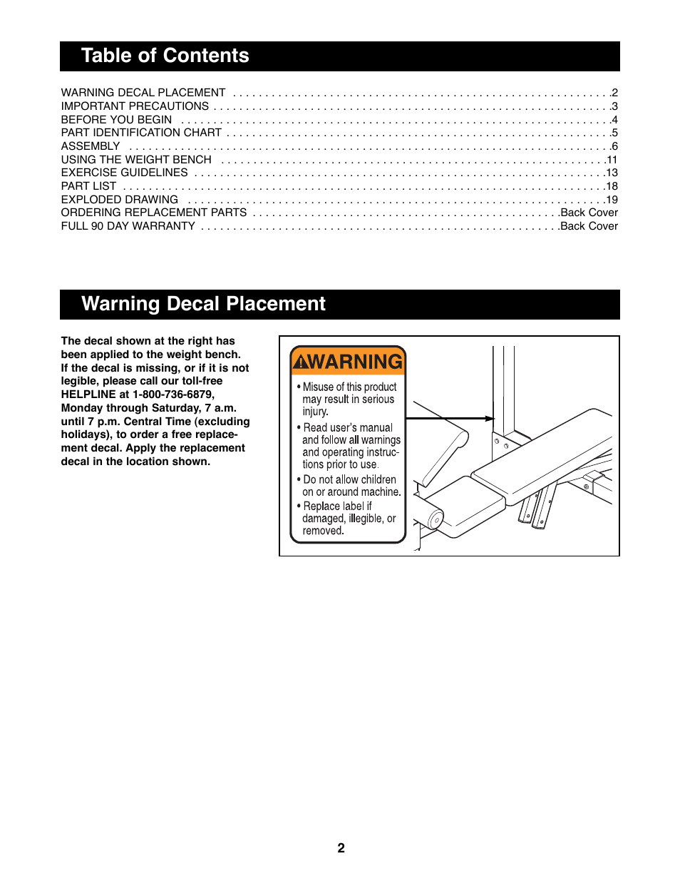 Weider PRO 900 User Manual | Page 2 / 20