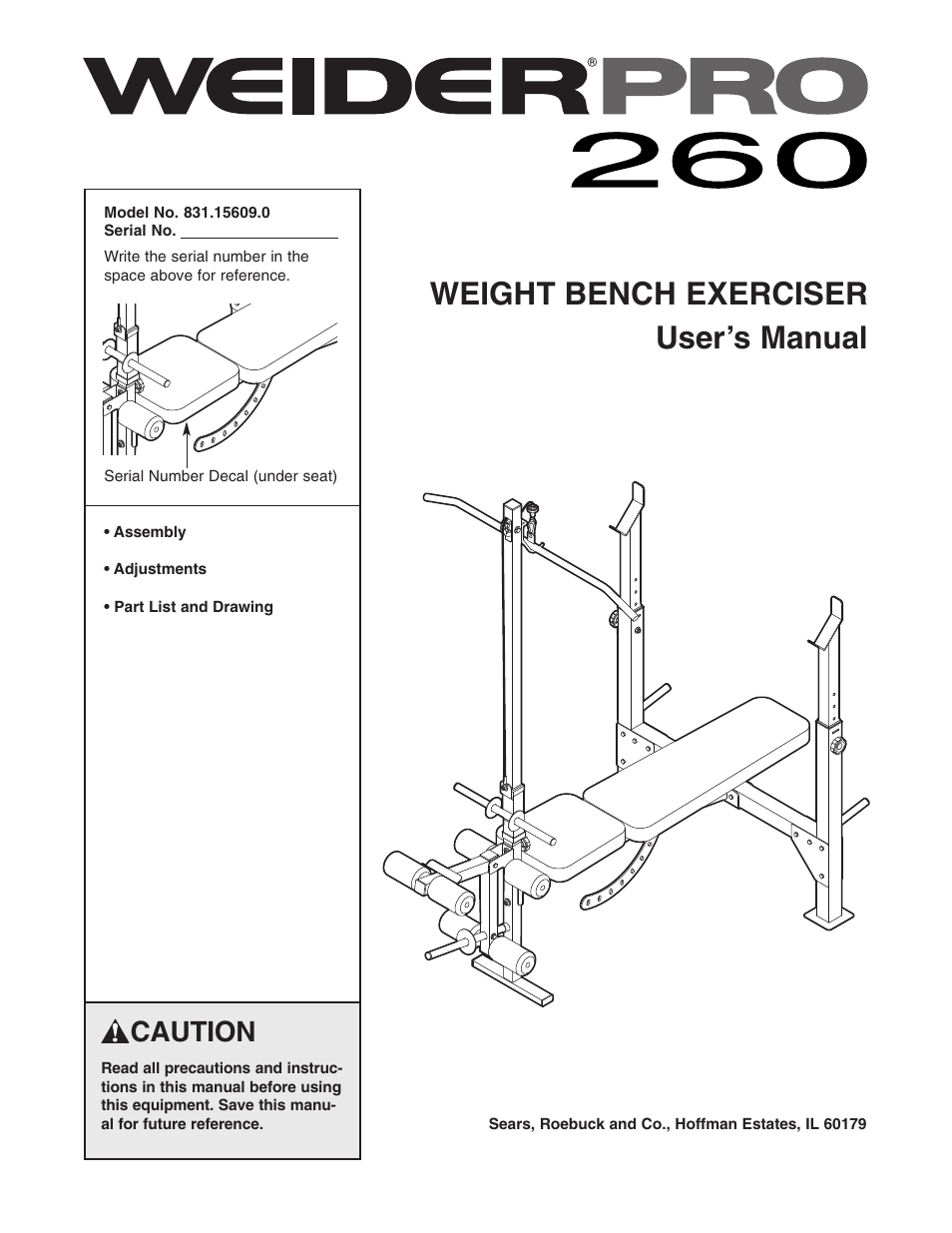 Weider Pro 260 831.15609.0 User Manual | 18 pages