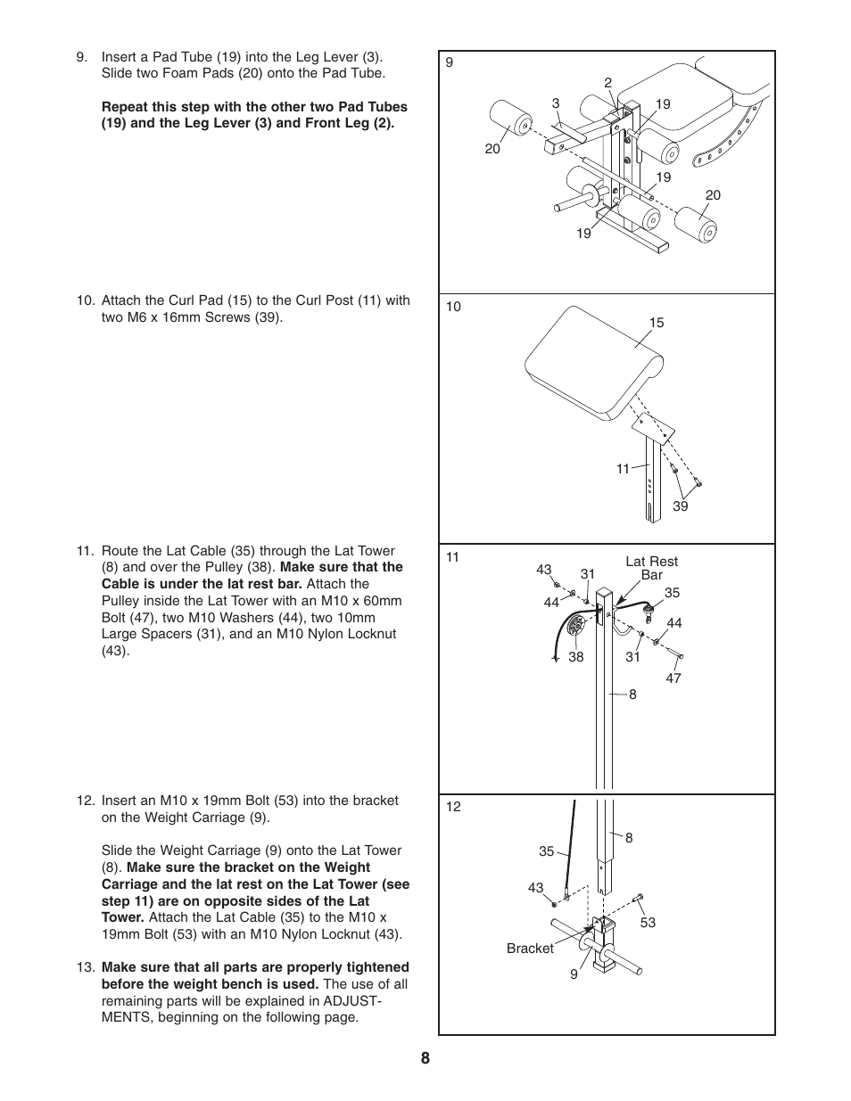 Weider Pro 260 831.15609.0 User Manual | Page 8 / 18