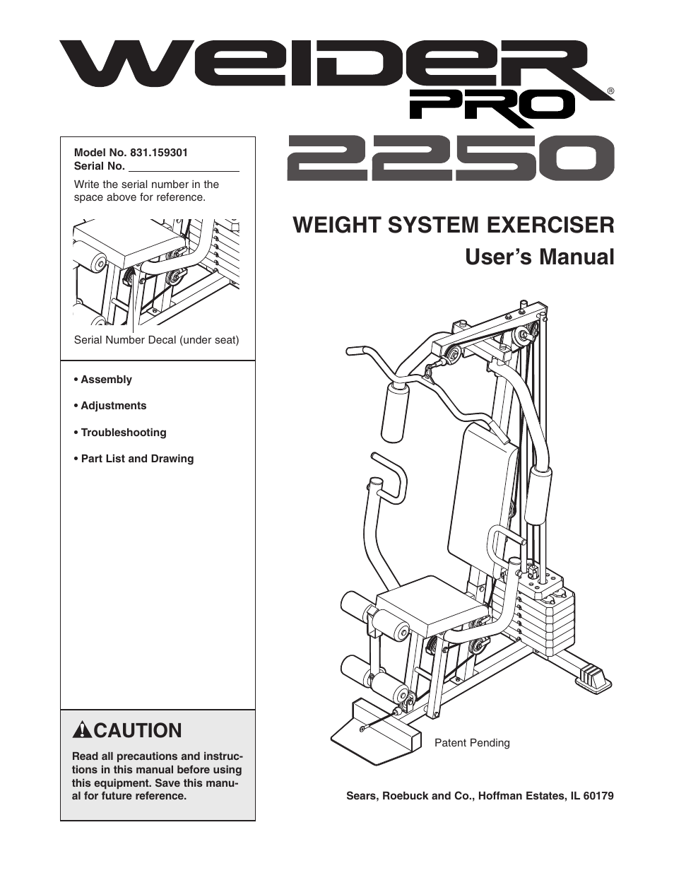 Weider 831.159301 User Manual | 24 pages