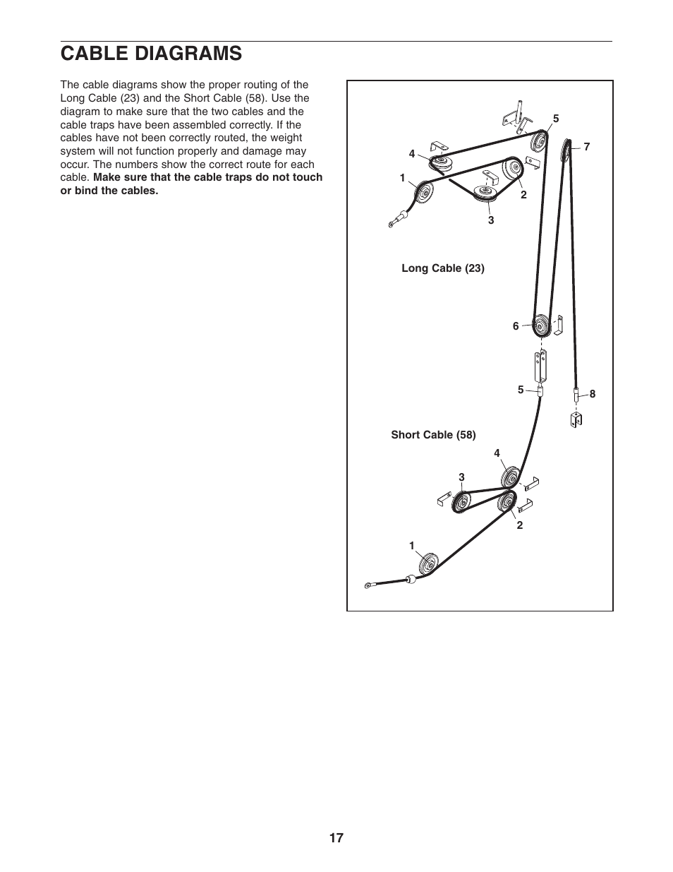 Cable diagrams | Weider 831.159301 User Manual | Page 17 / 24