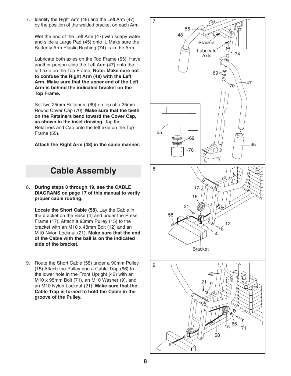 Cable assembly | Weider 831.159301 User Manual | Page 8 / 24