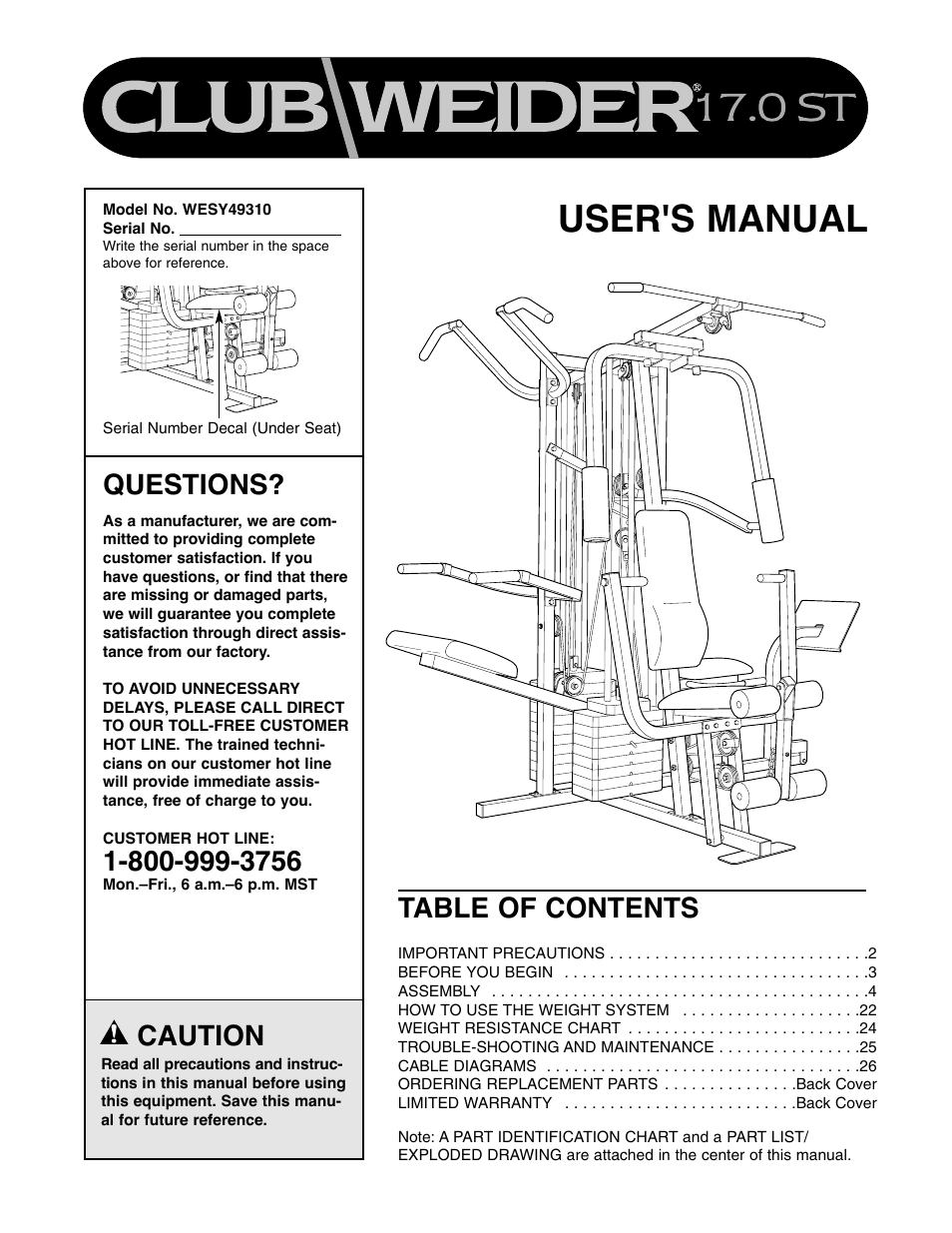 Weider WESY49310 User Manual | 33 pages