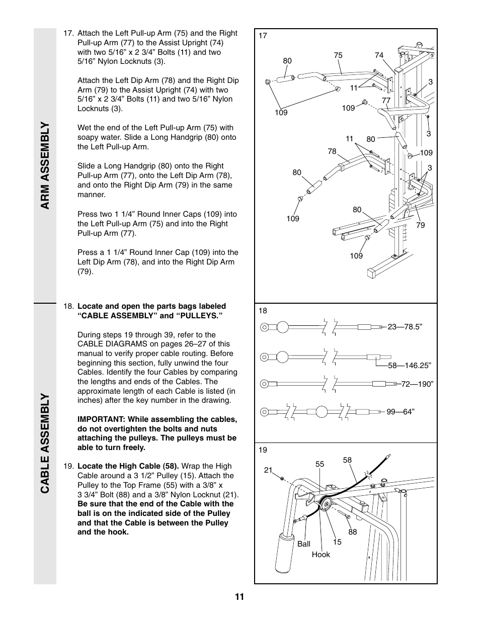 Arm assembl y cable assembl y | Weider WESY49310 User Manual | Page 11 / 33