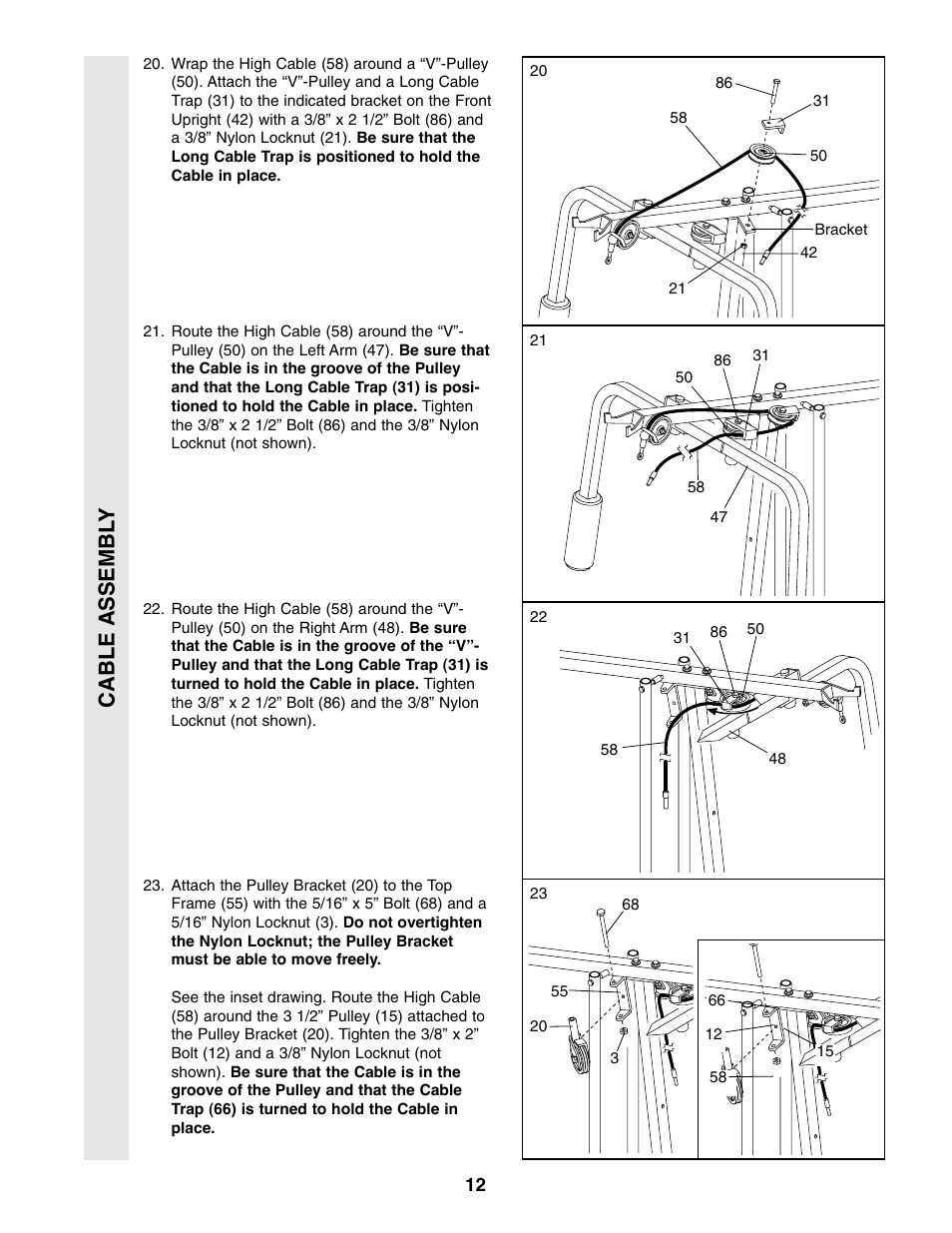 Cable assembl y | Weider WESY49310 User Manual | Page 12 / 33