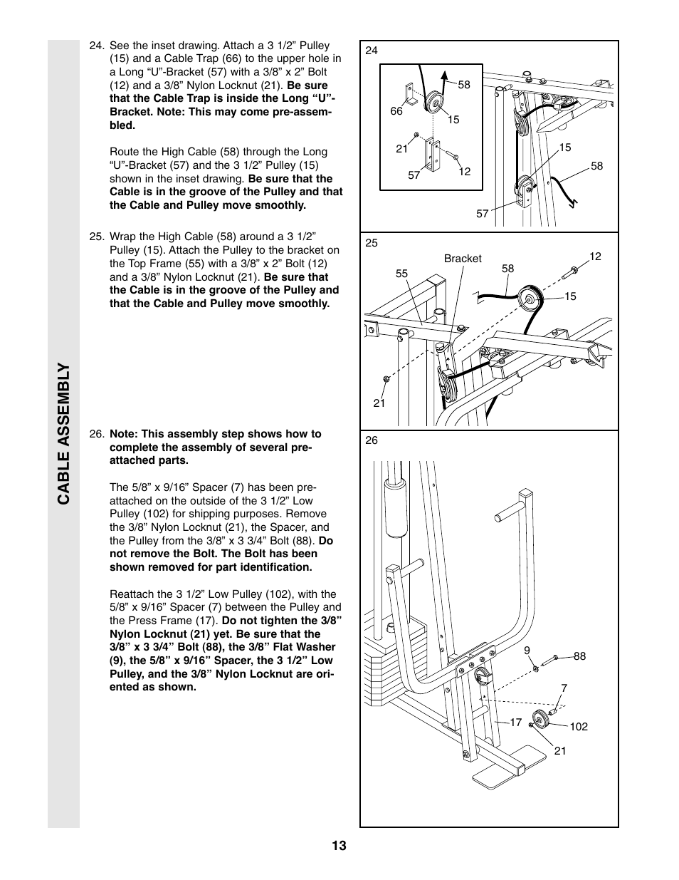 Cable assembl y | Weider WESY49310 User Manual | Page 13 / 33
