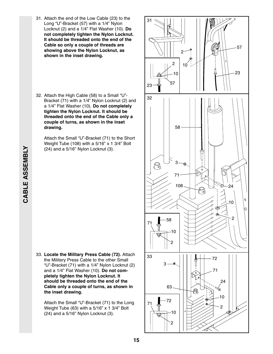 Cable assembl y | Weider WESY49310 User Manual | Page 15 / 33