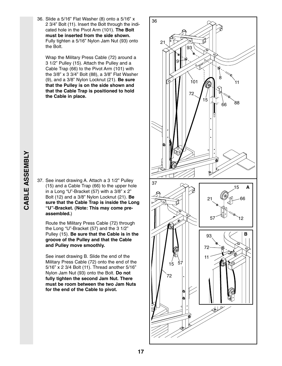 Cable assembl y | Weider WESY49310 User Manual | Page 17 / 33