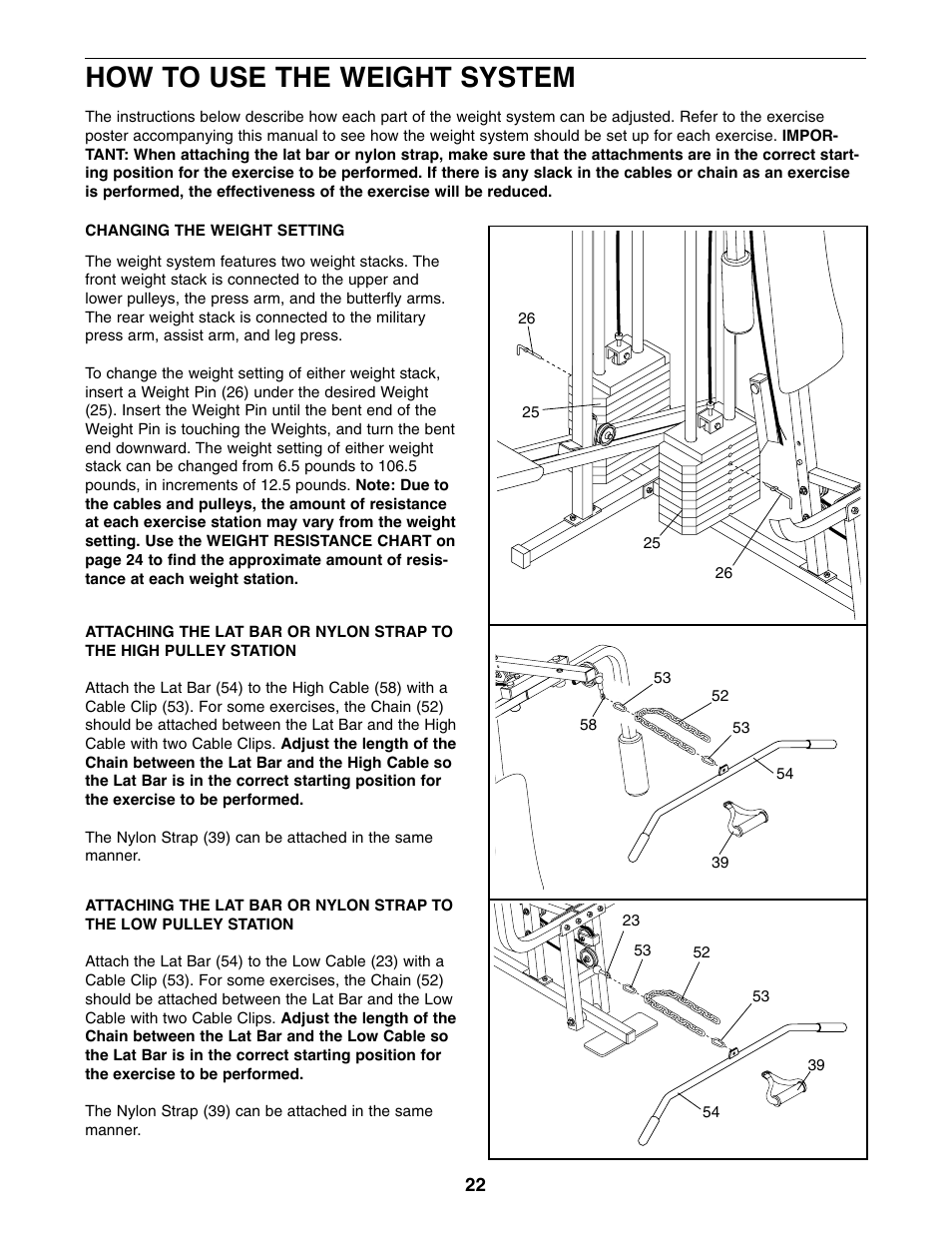 How to use the weight system | Weider WESY49310 User Manual | Page 22 / 33