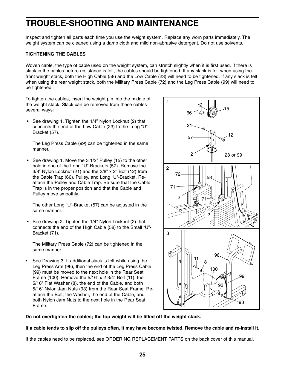 Trouble-shooting and maintenance | Weider WESY49310 User Manual | Page 25 / 33