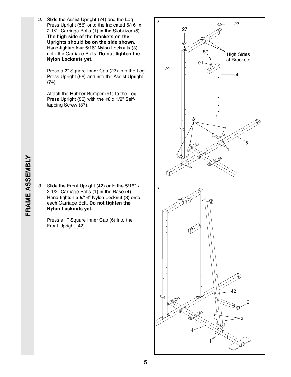 Frame assembl y | Weider WESY49310 User Manual | Page 5 / 33