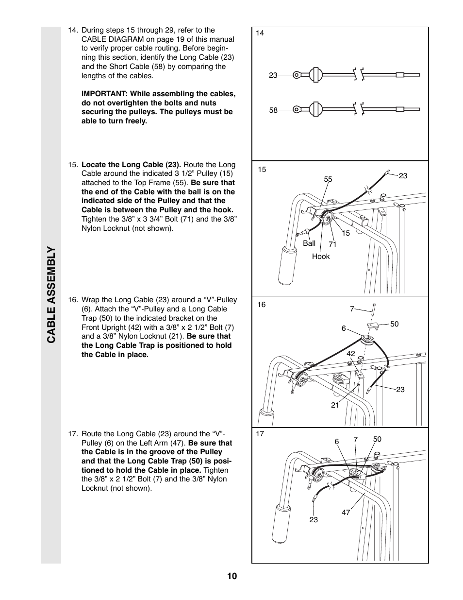 Cable assembl y | Weider WESY85290 User Manual | Page 10 / 25