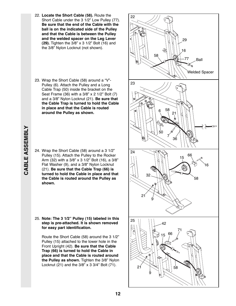 Cable assembl y | Weider WESY85290 User Manual | Page 12 / 25