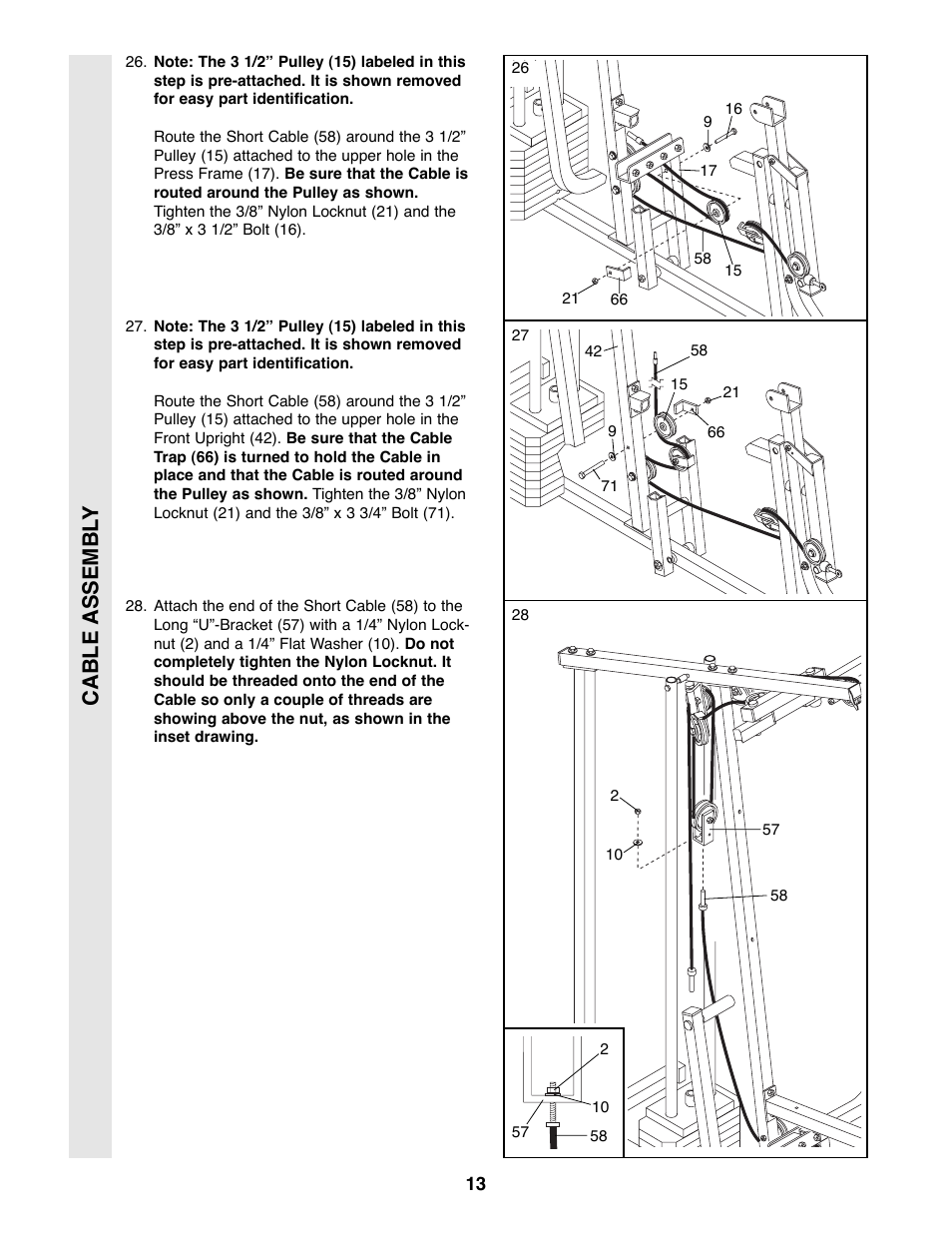 Cable assembl y | Weider WESY85290 User Manual | Page 13 / 25