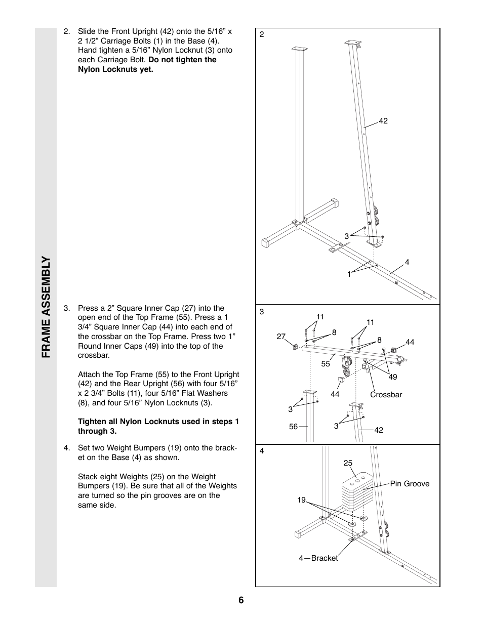 Frame assembl y | Weider WESY85290 User Manual | Page 6 / 25