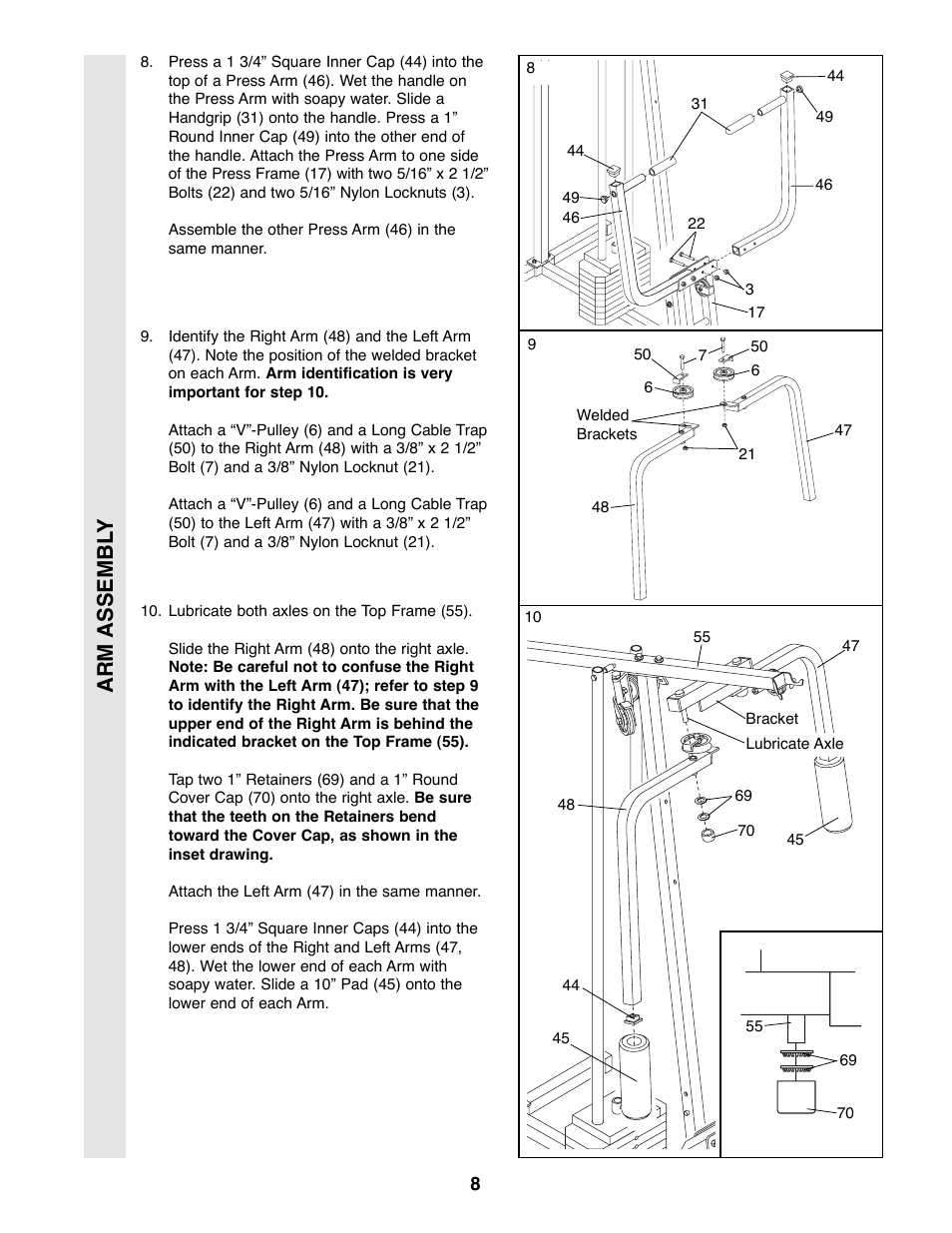 Arm assembl y | Weider WESY85290 User Manual | Page 8 / 25