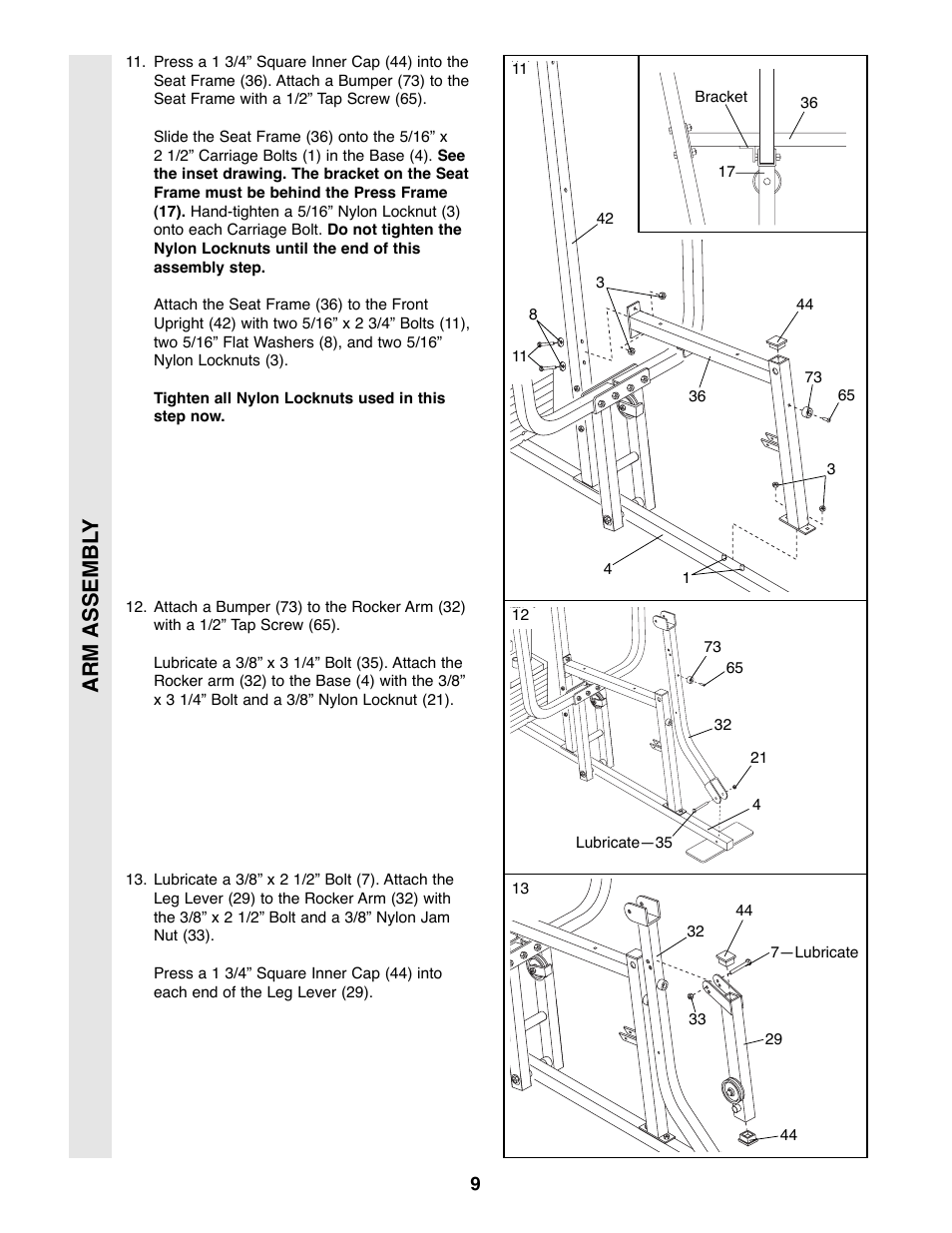 Arm assembl y | Weider WESY85290 User Manual | Page 9 / 25