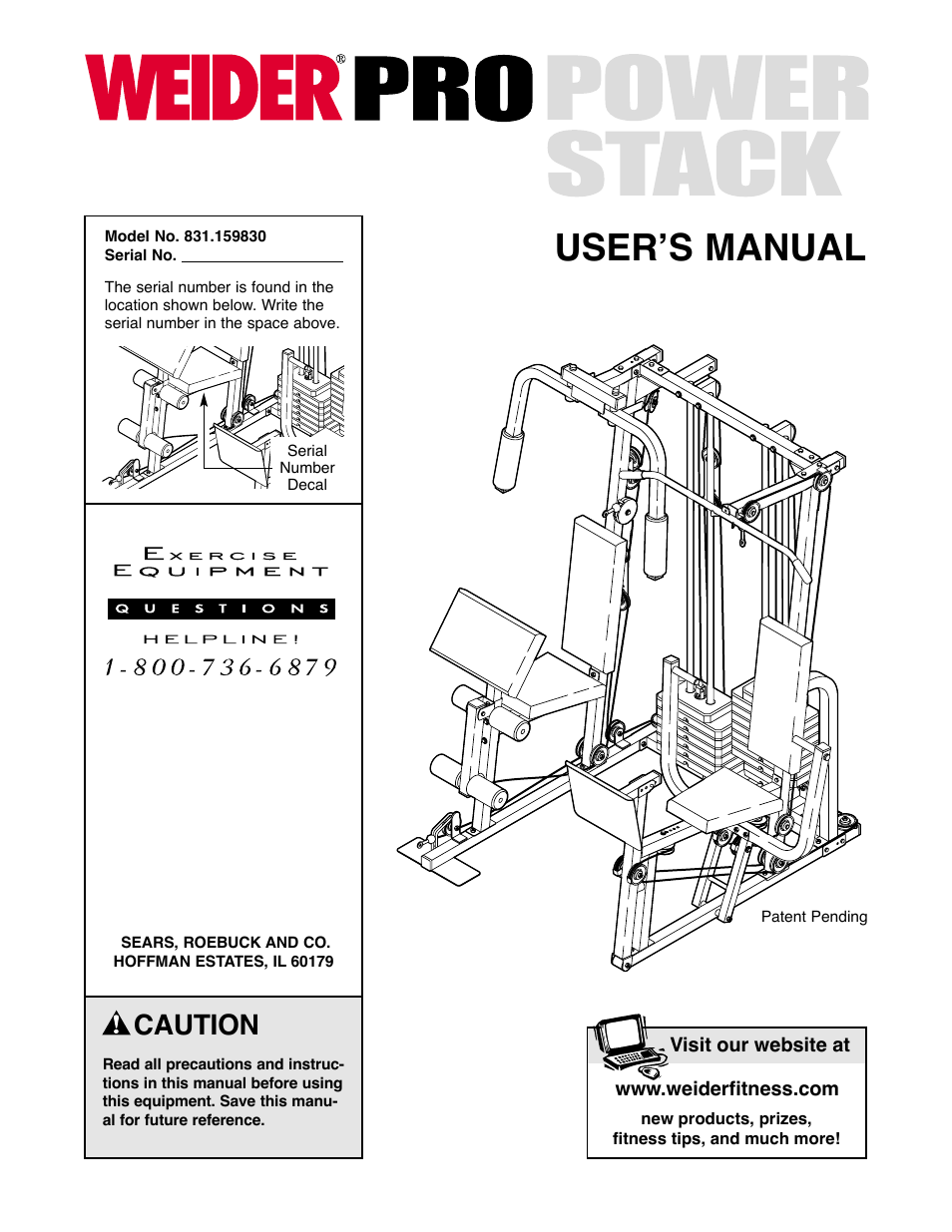 Weider 831.159830 User Manual | 39 pages