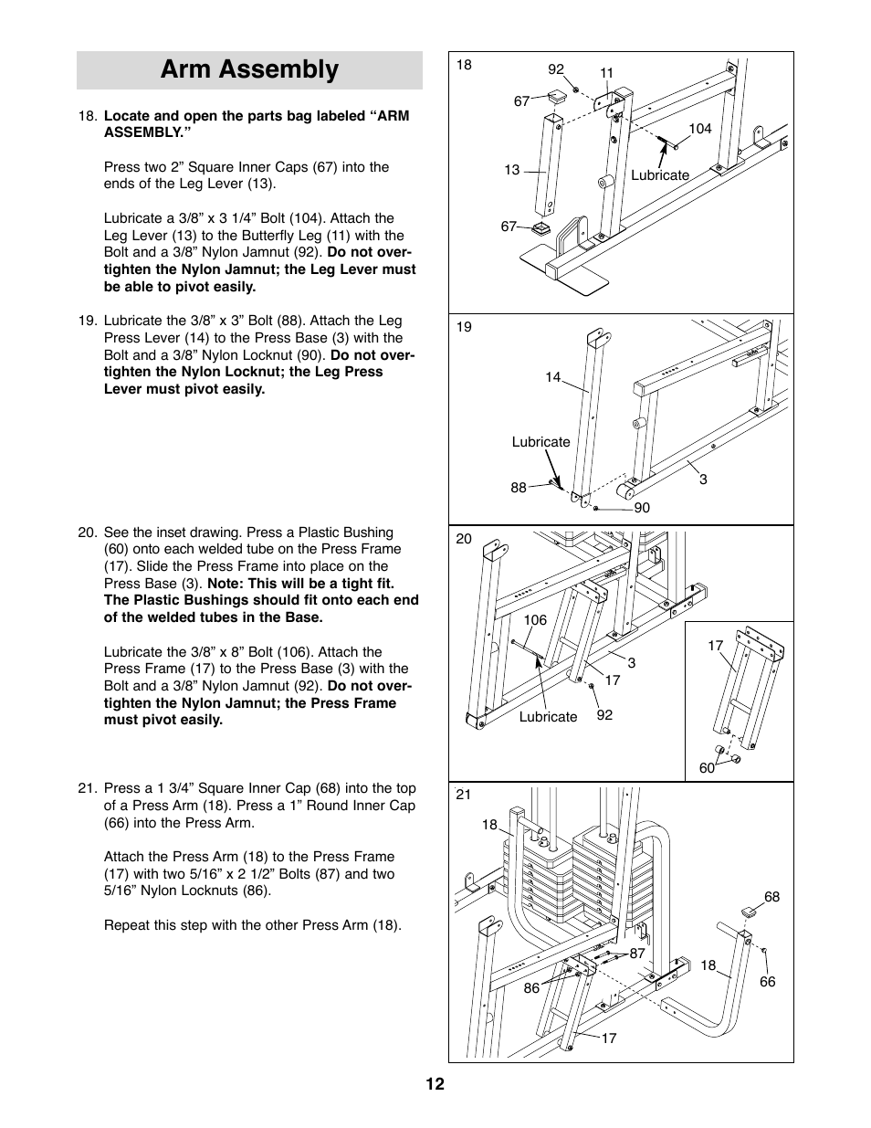 Arm assembly | Weider 831.159830 User Manual | Page 12 / 39
