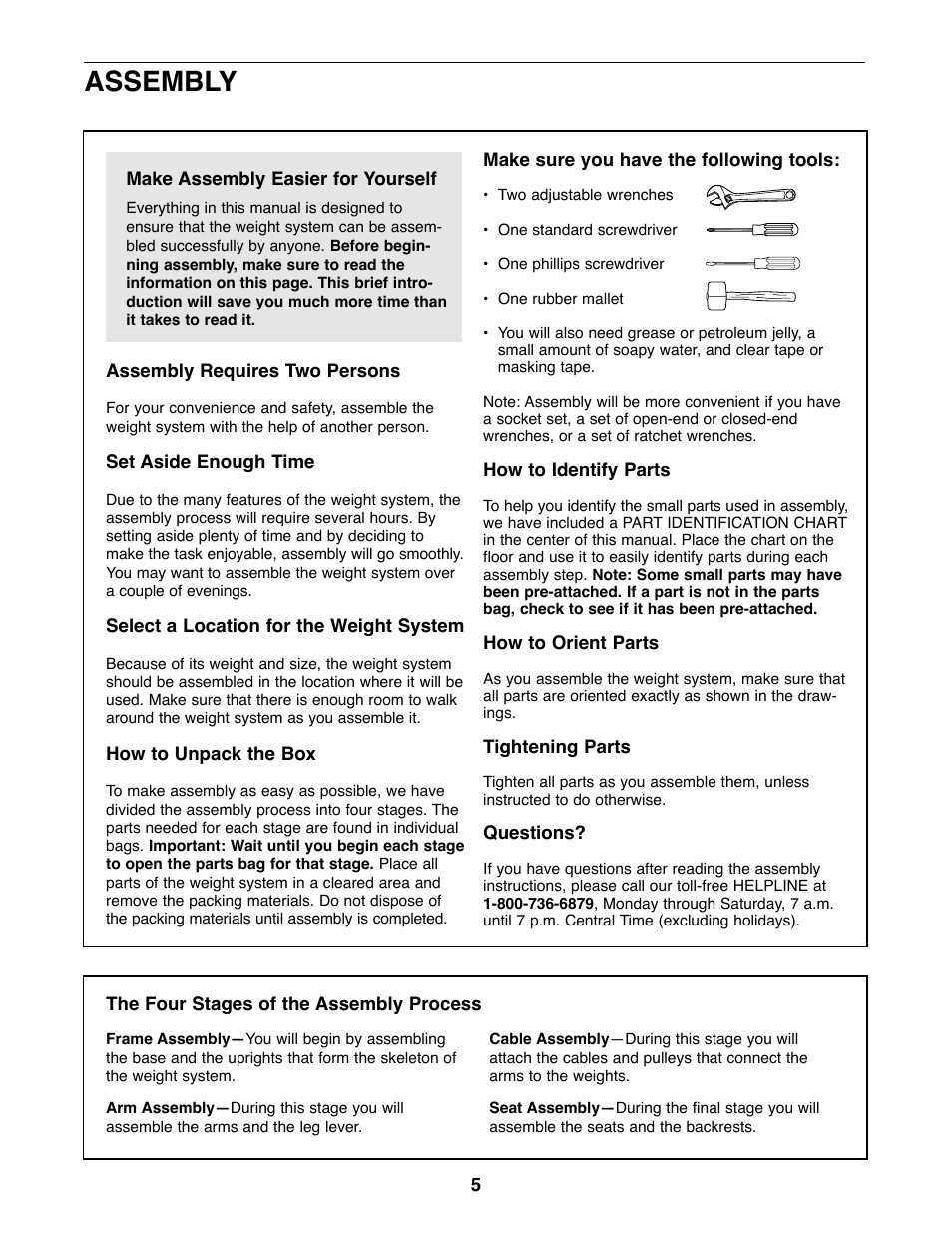 Assembly | Weider 831.159830 User Manual | Page 5 / 39