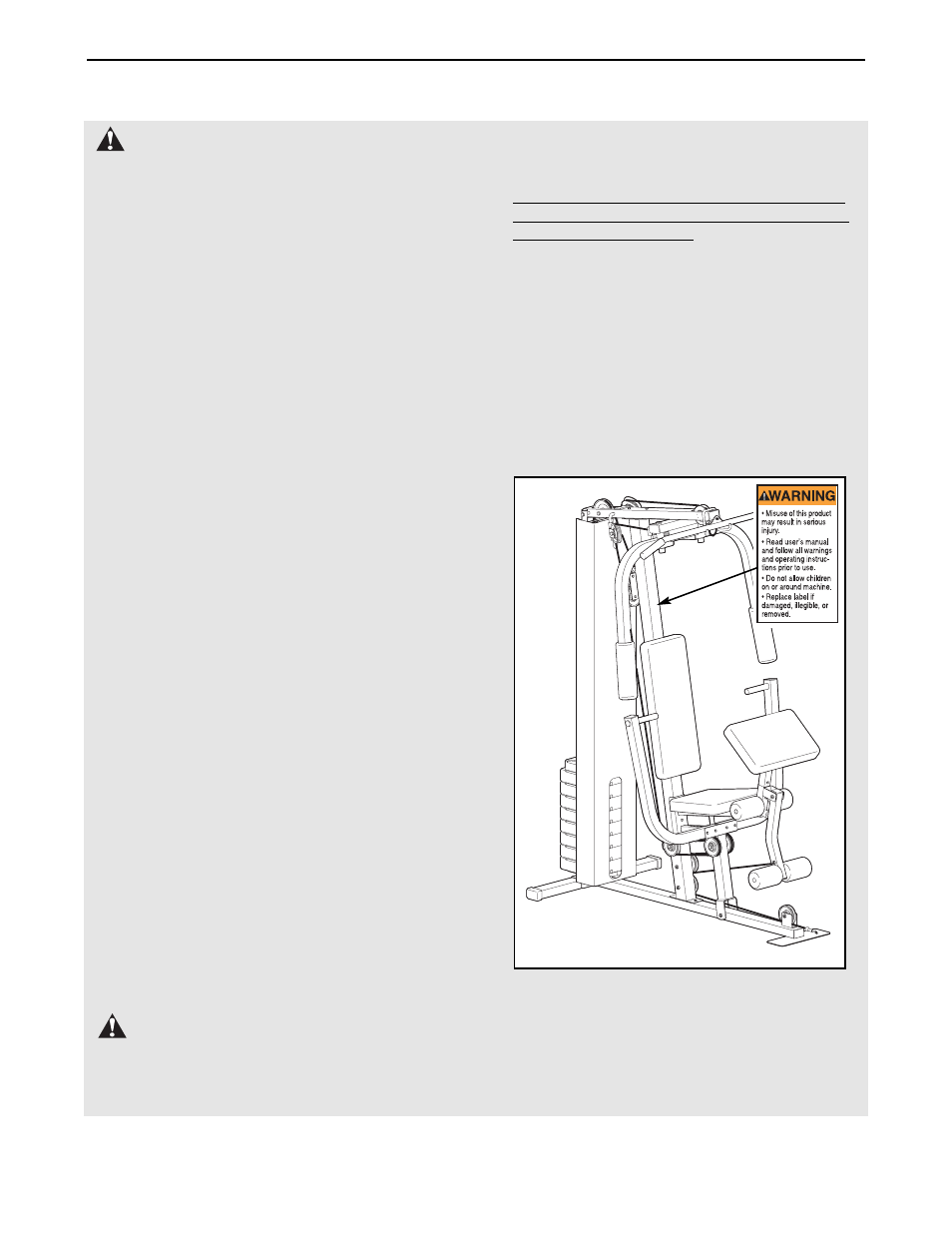 Important precautions warning, Warning | Weider WESY19002 User Manual | Page 3 / 24