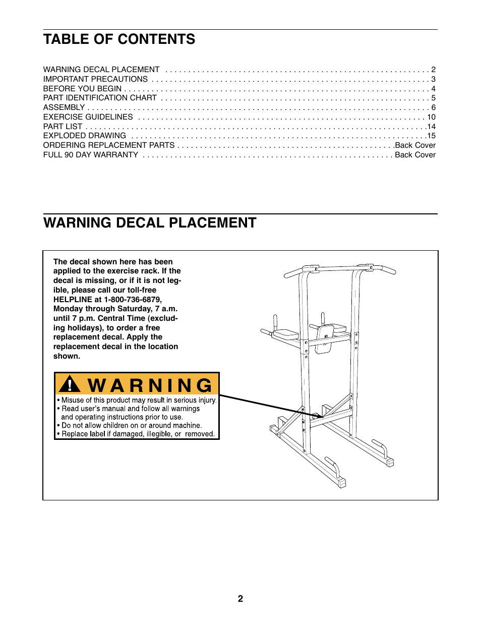 Weider 220 User Manual | Page 2 / 16