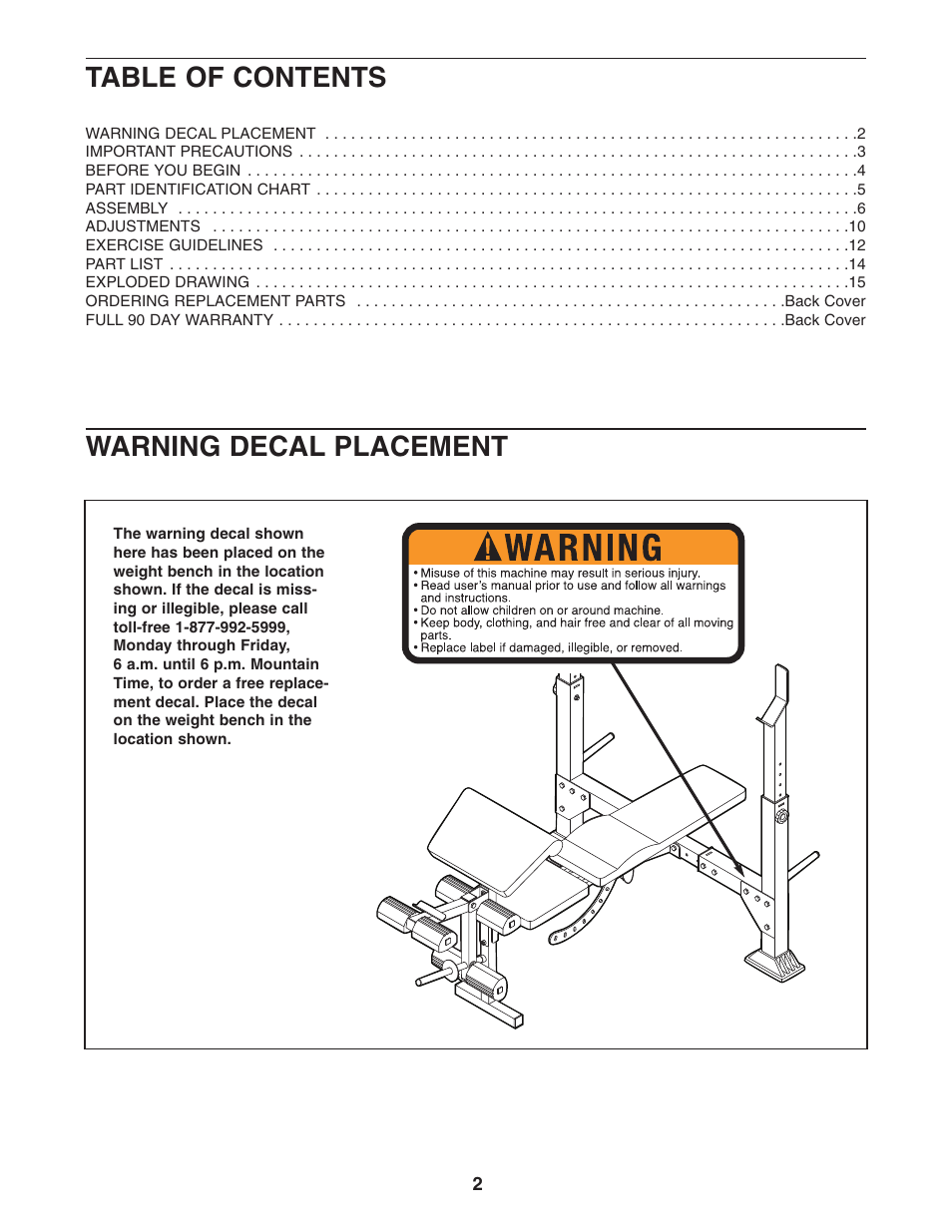 Weider Pro 240 831.150312 User Manual | Page 2 / 16