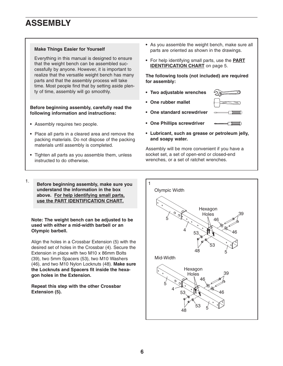 Assembly | Weider Pro 240 831.150312 User Manual | Page 6 / 16