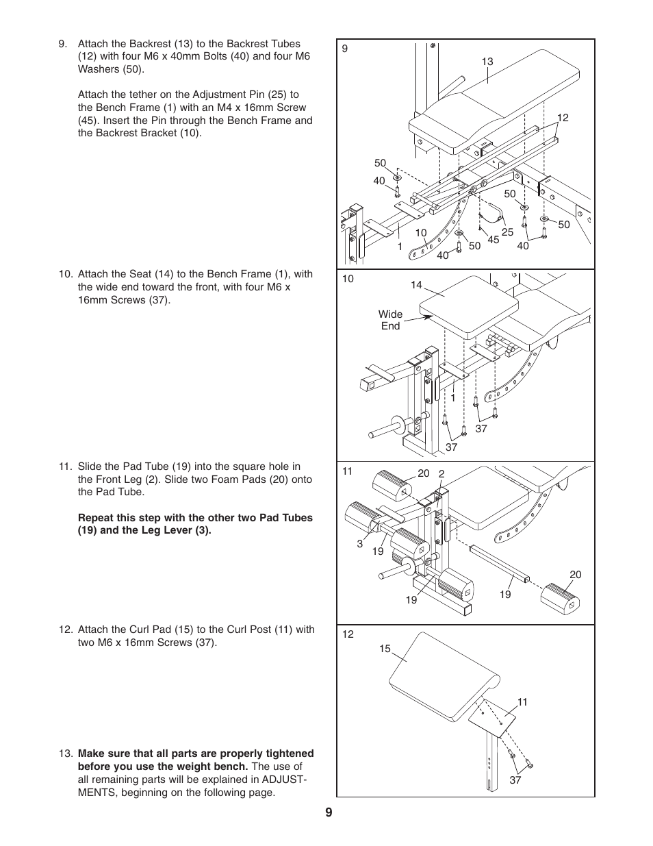 Weider Pro 240 831.150312 User Manual | Page 9 / 16