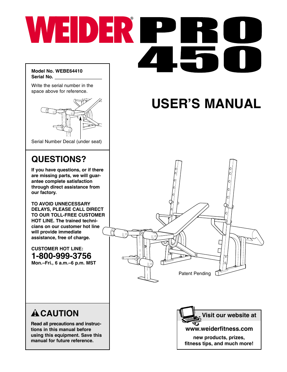 Weider WEBE64410 User Manual | 18 pages