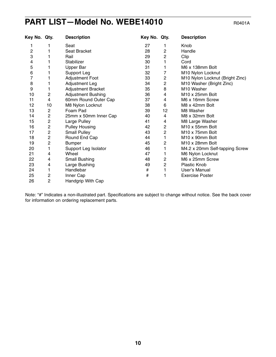 Weider WEBE14010 User Manual | Page 10 / 12