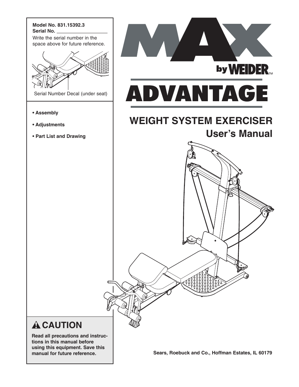 Weider 831.15392.3 User Manual | 24 pages