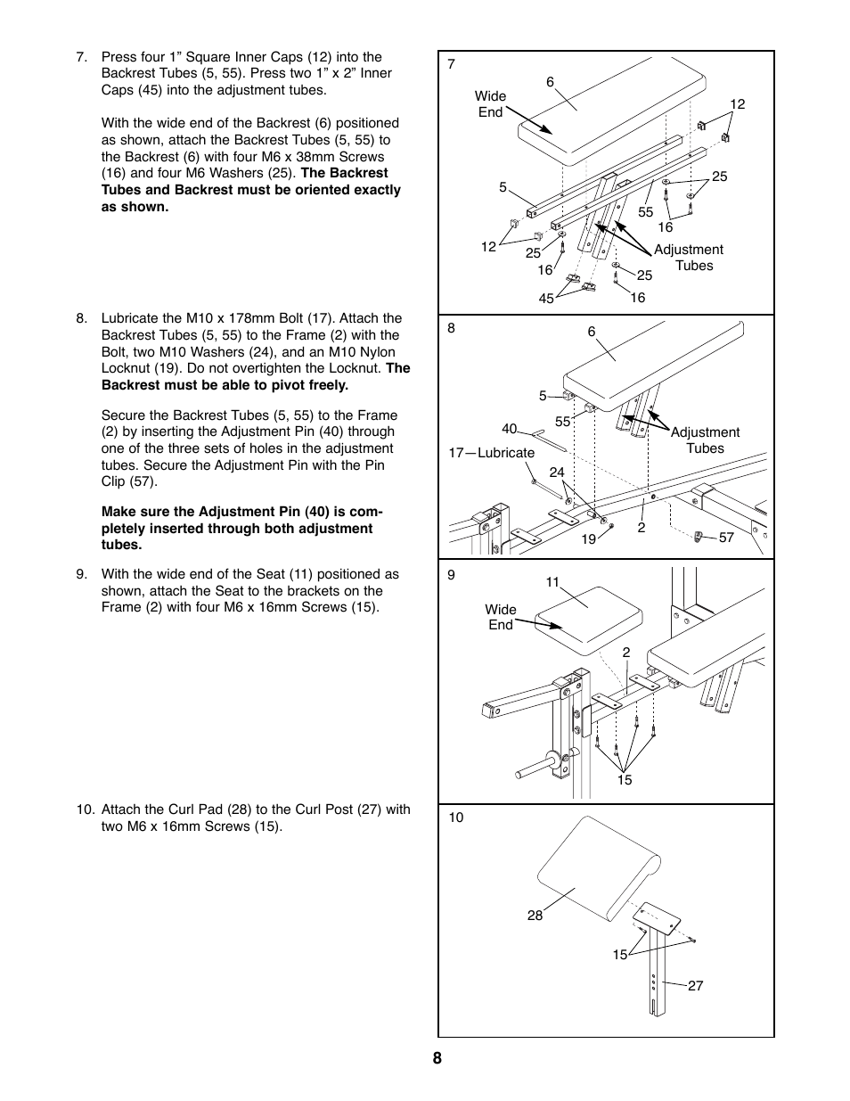 Weider WEBE15100 User Manual | Page 8 / 20