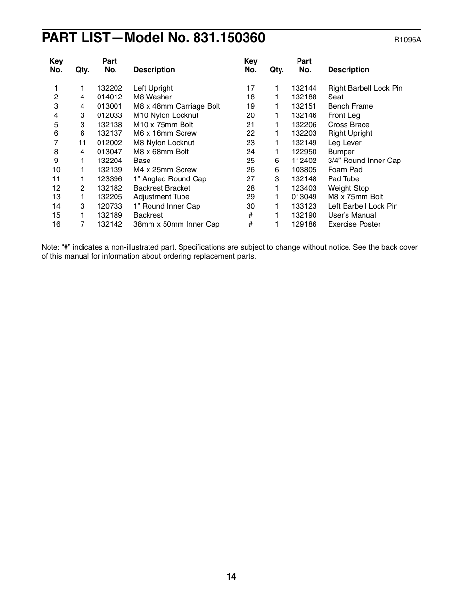 Weider 831.150360 User Manual | Page 14 / 16