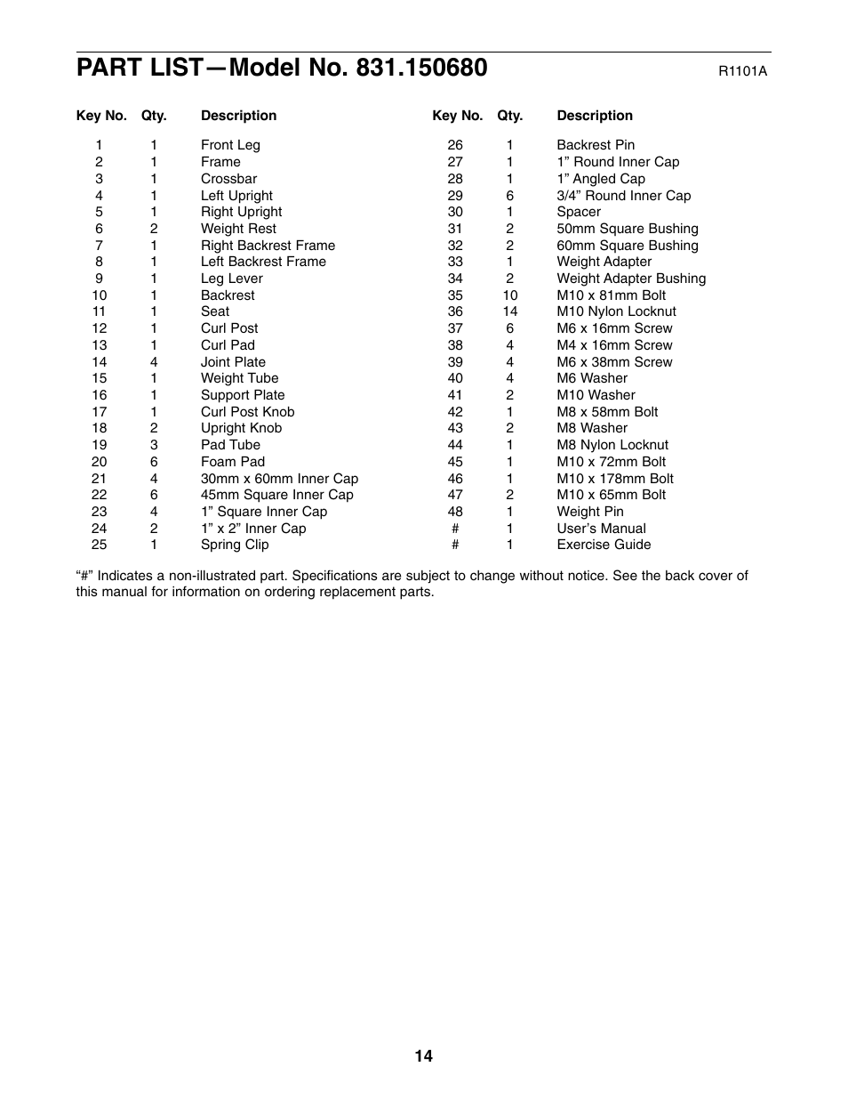 Weider Pro 875 831.150680 User Manual | Page 14 / 16