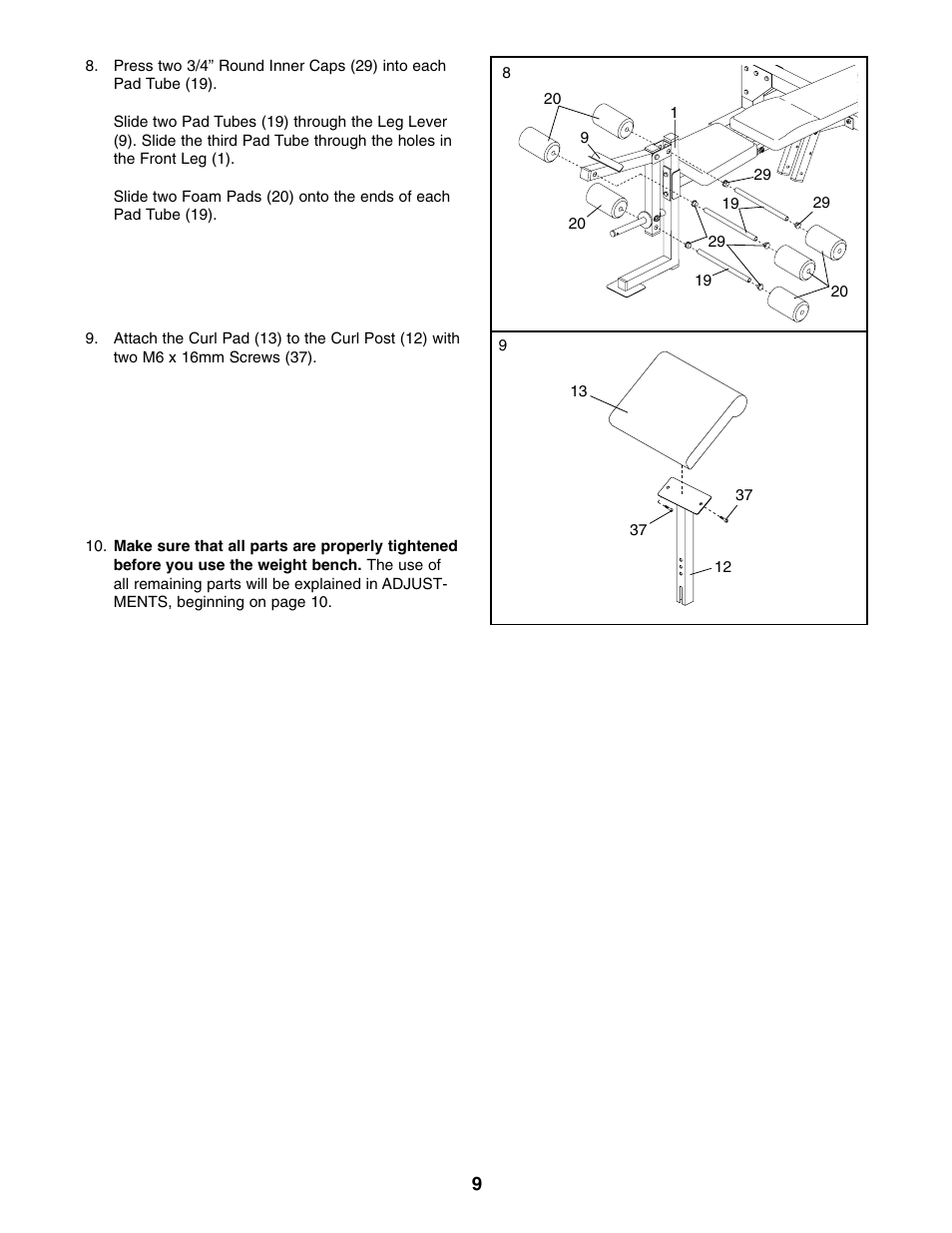 Weider Pro 875 831.150680 User Manual | Page 9 / 16