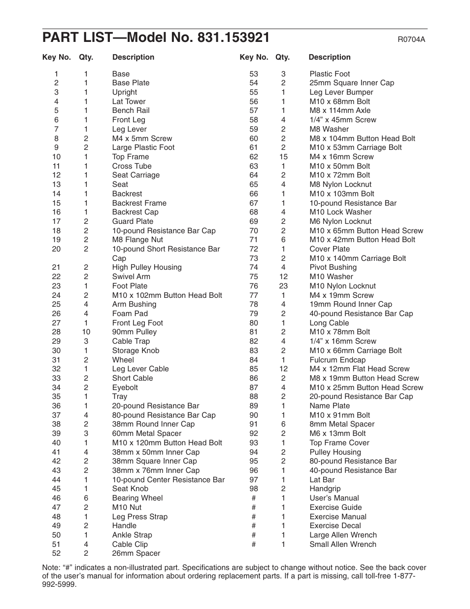 Weider 831.153921 User Manual | Page 22 / 24