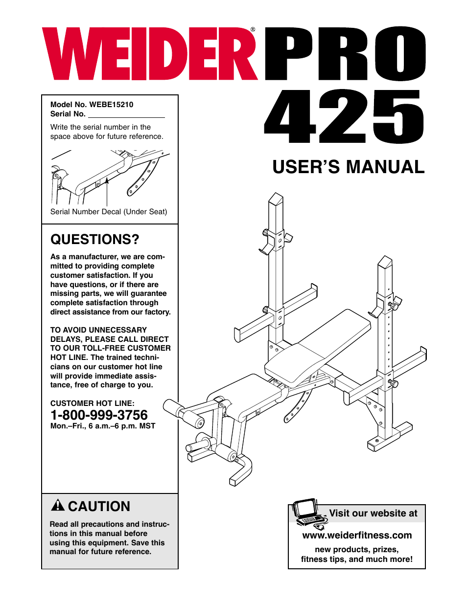 Weider WEBE15210 User Manual | 16 pages