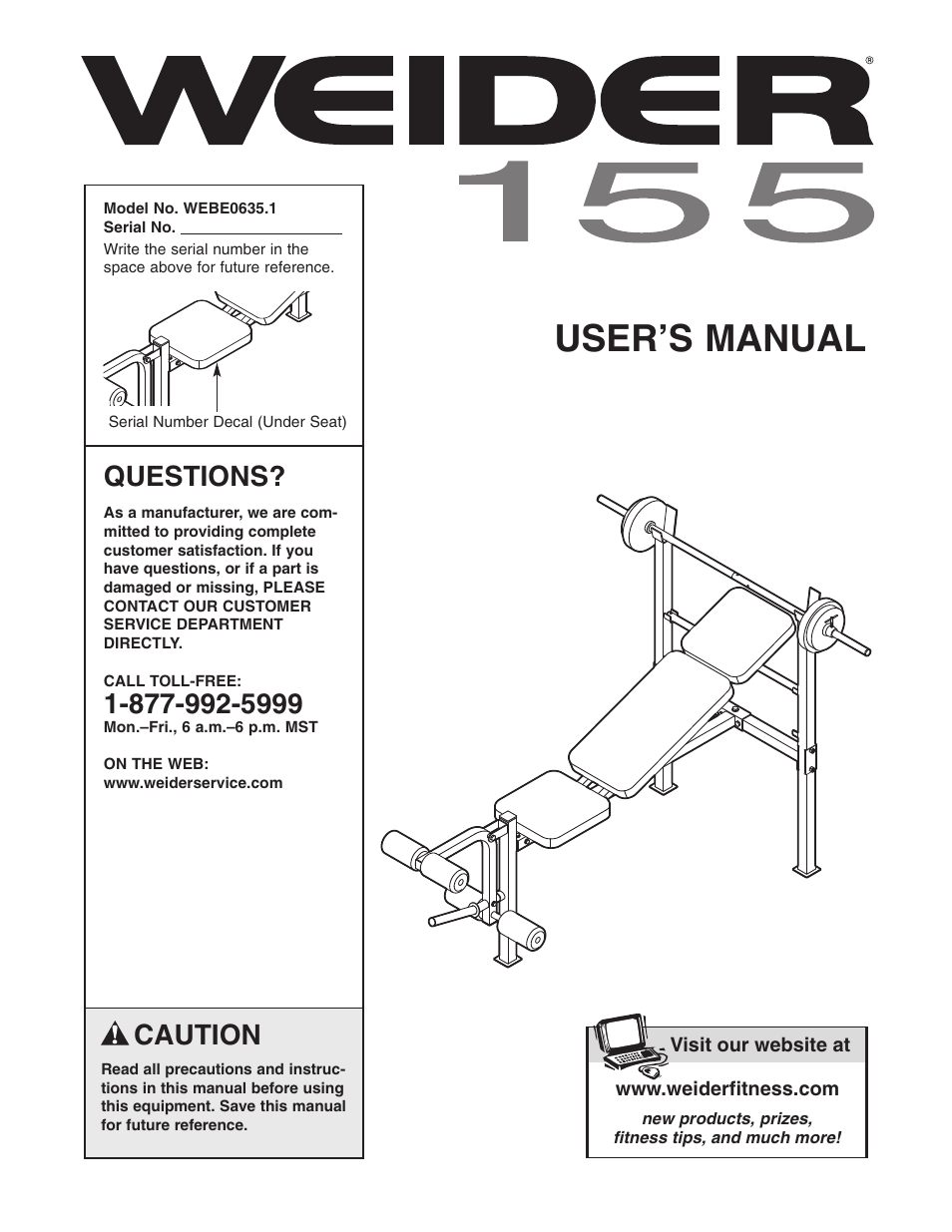 Weider WEBE0635.1 User Manual | 15 pages