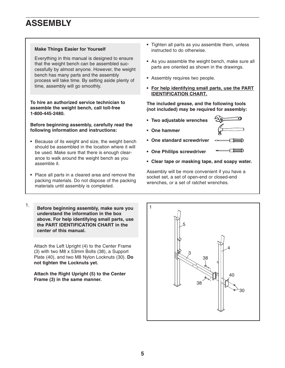 Assembly | Weider WEBE0635.1 User Manual | Page 5 / 15