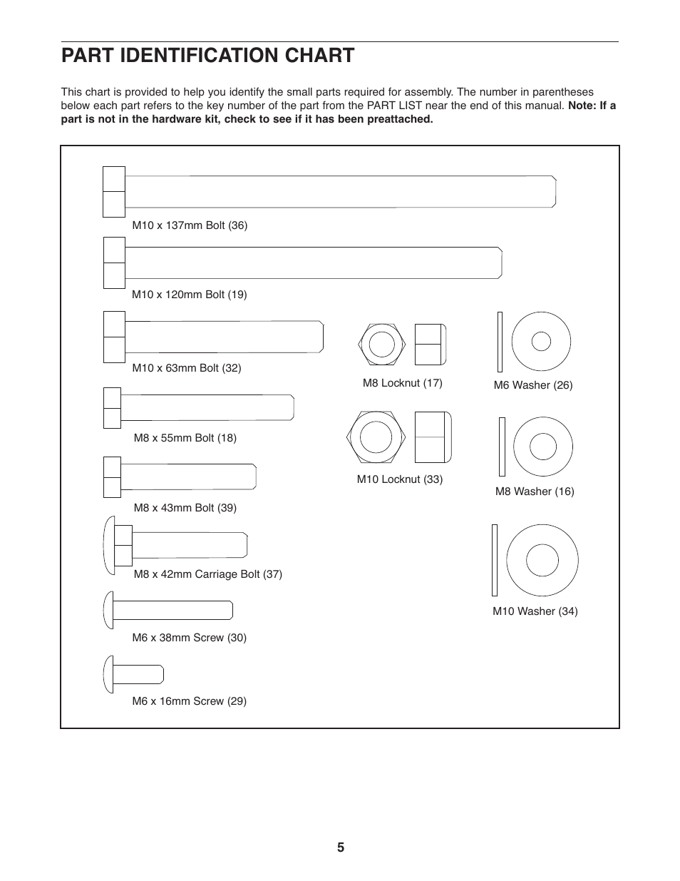 Part identification chart | Weider 831.15999.1 User Manual | Page 5 / 16