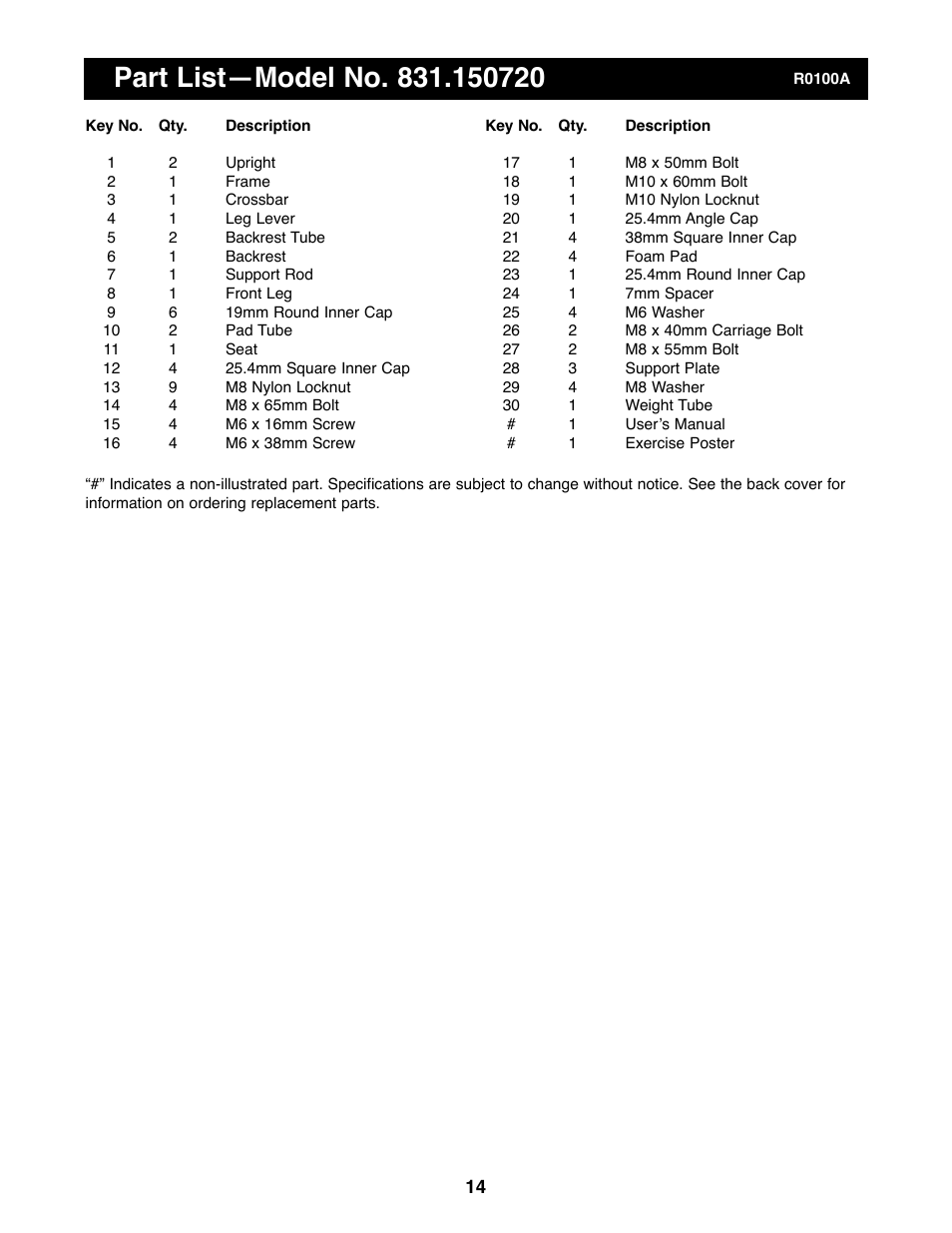 Weider 831.150720 User Manual | Page 14 / 16