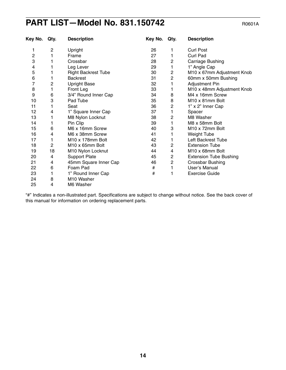 Weider 831.150742 User Manual | Page 14 / 16