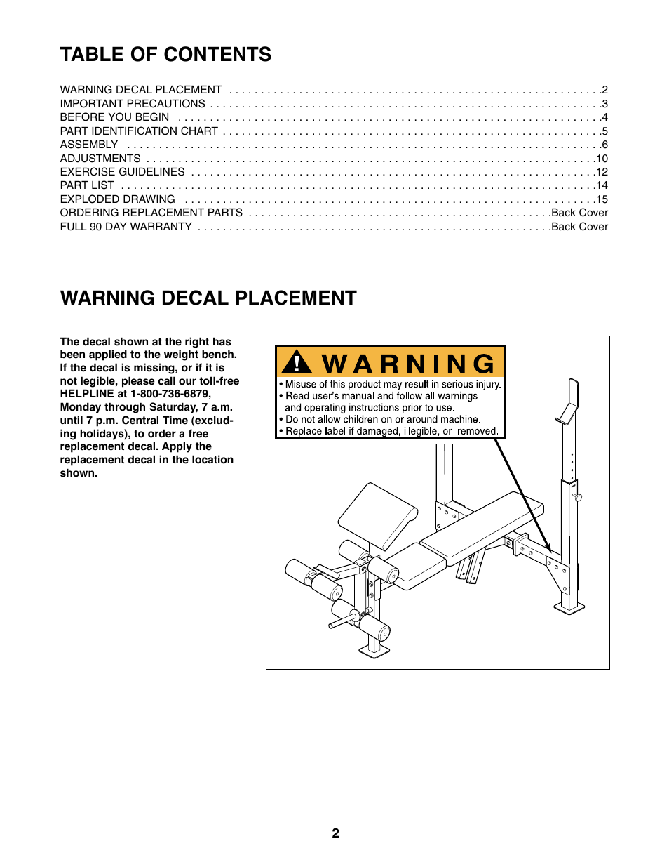 Weider 831.150742 User Manual | Page 2 / 16