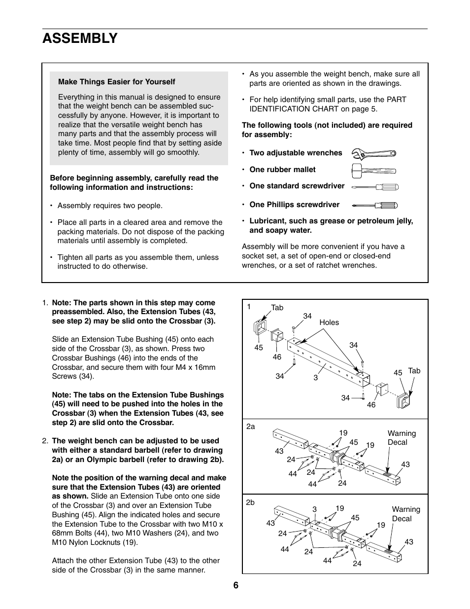 Assembly | Weider 831.150742 User Manual | Page 6 / 16