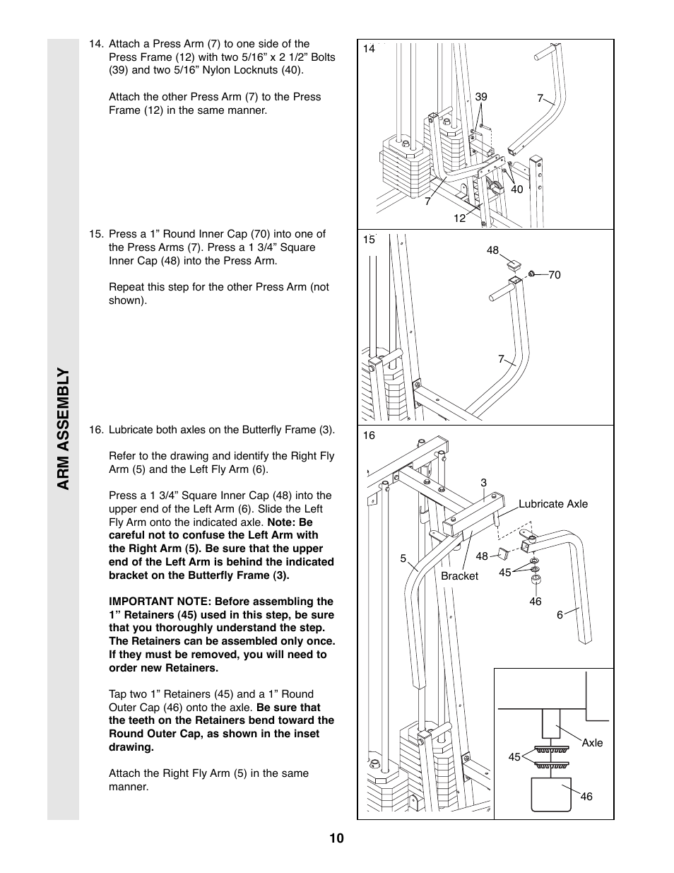Arm assembl y | Weider 9300 PRO User Manual | Page 10 / 33