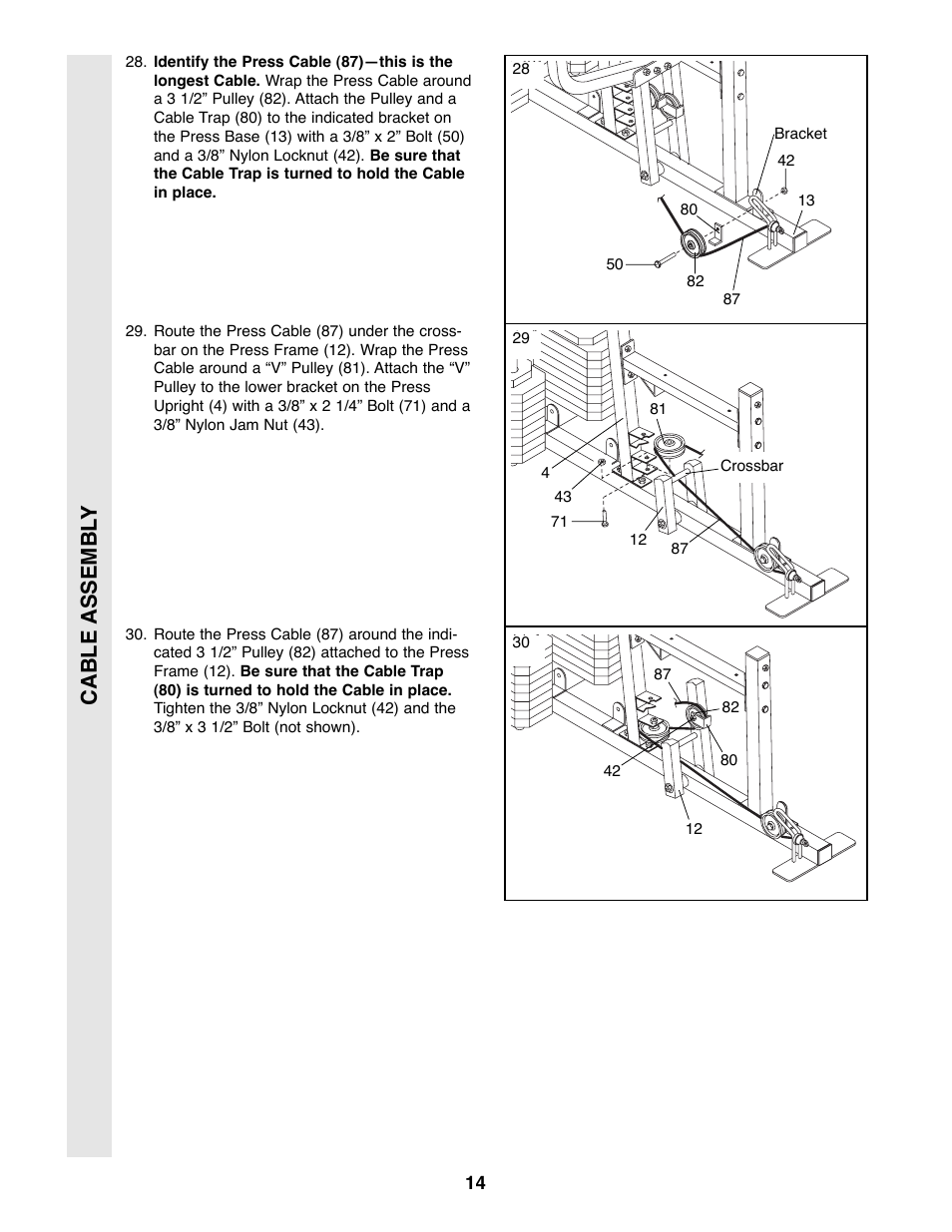 Cable assembl y | Weider 9300 PRO User Manual | Page 14 / 33